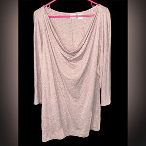 St. Tropez West Cowl Neck Tunic Top - Heathered Mauve/Pink - Plus Size 1X